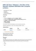 HIEU 322 Quiz 1 Module 1&semi; The Rise of the Republic Updated 2024&sol;2025 with complete solution&semi;