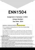 ENN1504 Assignment 2 &lpar;ANSWERS&rpar; Semester 2 2024 - DISTINCTION GUARANTEED