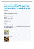 A&plus; Level AQA Biology questions and answers &lpar;100&percnt; correct well researched and detailed answers&rpar;