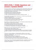 HESI LEVEL 1  EXAM &vert; Questions and answers &vert; Updated 2024&sol;25 
