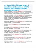 A&plus; Level AQA Biology paper 1 questions and answers &lpar;100&percnt; correct well researched and detailed answers&rpar;