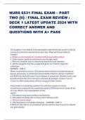 NURS 6531 FINAL EXAM &ndash; PART TWO &lbrace;II&rcub; &sol; FINAL EXAM REVIEW &colon; DECK 1 LATEST UPDATE 2024 WITH CORRECT ANSWER AND QUESTIONS WITH A&plus; PASS The daughter of an elderly confused patient reports that her parent is having urinary incontinence several times each day&period; 