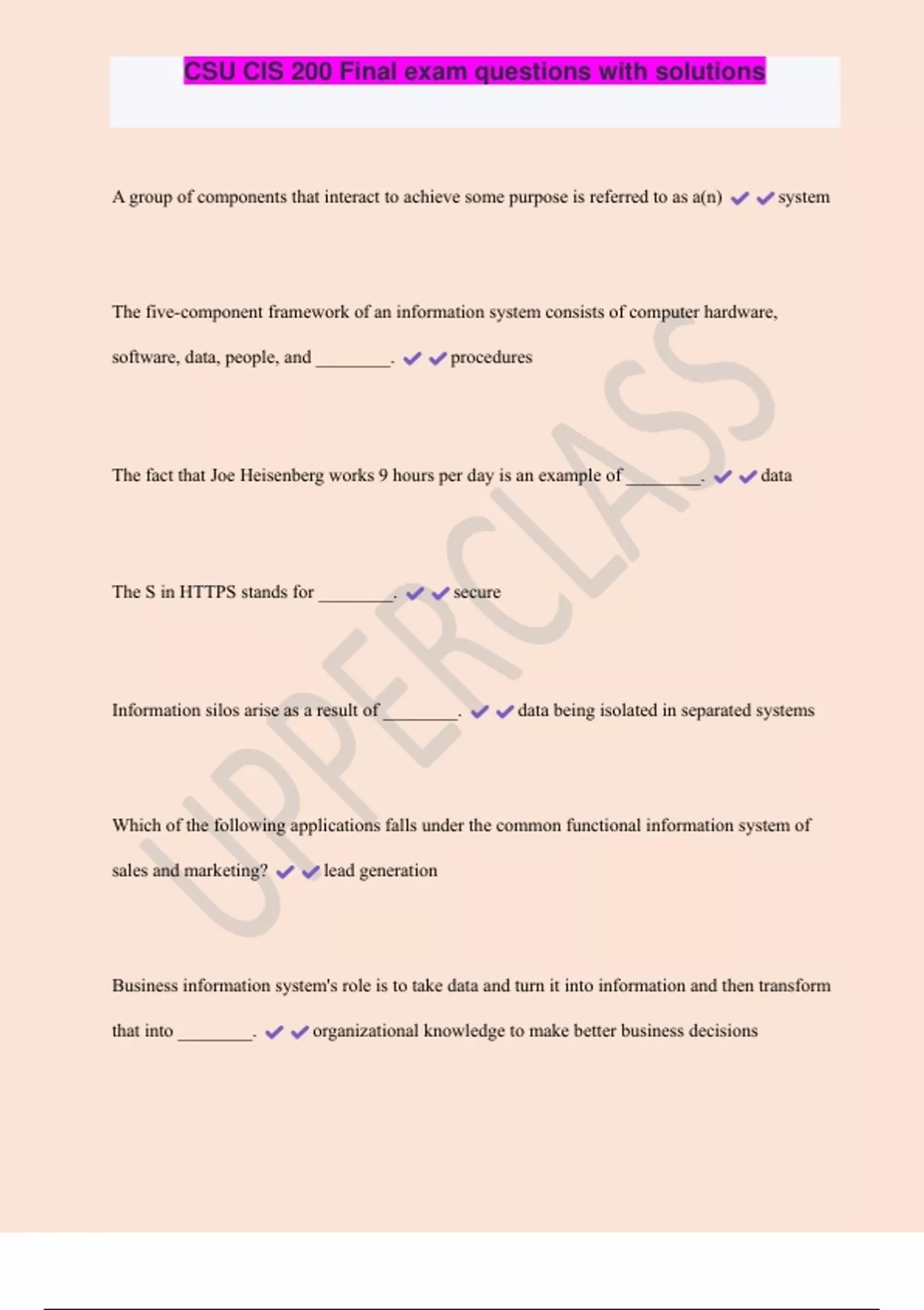 CSU CIS 200 Final exam questions with solutions - CIS 200 - Stuvia US