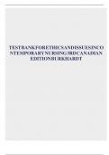 TEST BANK FOR ETHICS AND ISSUES IN CONTEMPORARY NURSING 3RD CANADIAN EDITION BURKHARDT