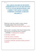 OKLAHOMA BOARD OF DENISTRY  JURISPRUDENCE EXAM 2024 NEWEST  ACTUAL EXAM 250 QUESTIONS AND  CORRECT DETAILED ANSWERS  &lpar;VERIFIED ANSWERS&rpar; &vert;ALREADY  GRADED A&plus;