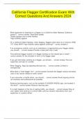 California Flagger Certification Exam With Correct Questions And Answers 2024