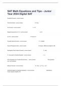  SAT Math Equations and Tips - Junior Year 2024 Digital SAT Exam Guide With Actual Questions And 100&percnt; Verified Answers&period;