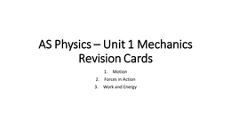 AS Physics A - G481 Revision Cards