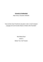 BA (Hons) Early Years Major Study Dissertation
