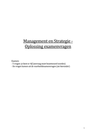 Management en strategie oplossing examenvragen