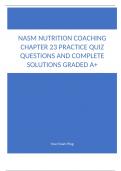 NASM Nutrition Coaching Chapter 23 Practice Quiz Questions and Complete Solutions Graded A&plus;