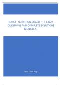NASM - Nutrition Coach Pt 1 Exam Questions and Complete Solutions Graded A&plus;