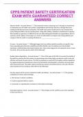 CPPS PATIENT SAFETY CERTIFICATION EXAM WITH GUARANTEED CORRECT ANSWERS