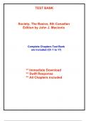 Test Bank for Society&comma; The Basics&comma; 8th Canadian Edition Macionis &lpar;All Chapters included&rpar;