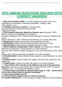 EPIC AMB400 QUESTIONS 2024&sol;2025 WITH CORRECT ANSWERS