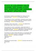 STATE OF COLORADO SALES  LICENSE TEST EXAM LATEST  2023 QUESTIONS AND ANSWERS  &vert;ALREADY UPDATED 100&percnt;