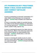ATI PHARMACOLOGY PROCTORED  WEEK 6 REAL EXAM QUESTIONS  AND CORRECT DETAILED  ANSWERS 