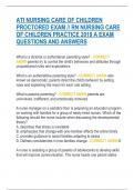 ATI NURSING CARE OF CHILDREN  PROCTORED EXAM &sol;&sol; RN NURSING CARE  OF CHILDREN PRACTICE 2019 A EXAM  QUESTIONS AND ANSWERS 