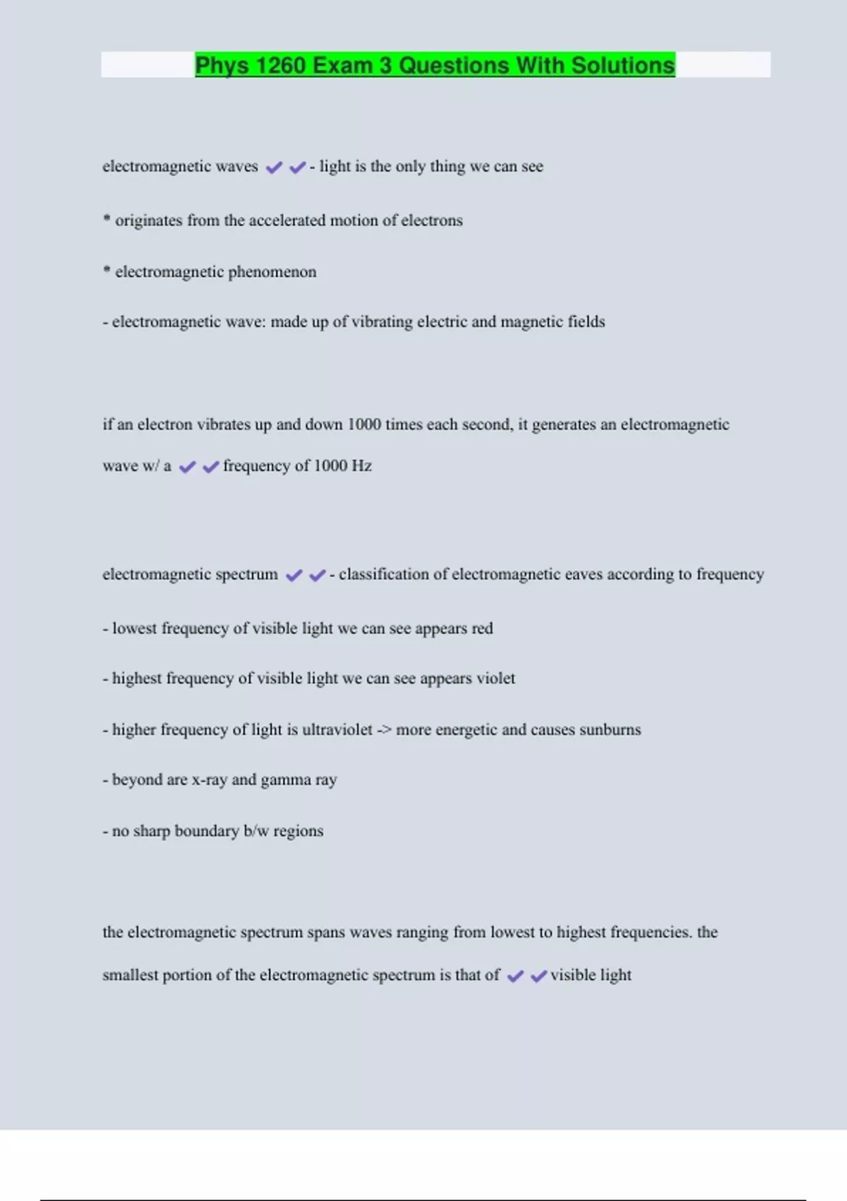 Phys 1260 Exam 3 Questions With Solutions - PHYS 1260 - Stuvia US