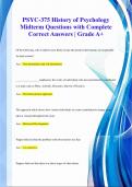 PSYC-375 History of Psychology  Midterm Questions with Complete  Correct Answers &vert; Grade A&plus;