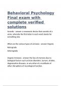 Behavioral Psychology Final exam with complete verified solutions