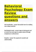 Behavioral Psychology Exam Review questions and answers