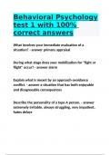 Behavioral Psychology test 1 with 100&percnt; correct answers