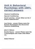 Unit 4&colon; Behavioral Psychology with 100&percnt; correct answers