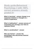 Study guide-Behavioral Psychology 3 with 100&percnt; correct answers already graded A&plus;