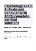 Psychology Exam 1&colon; Brain and Behavior with 100&percnt; complete verified solutions