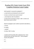 Reading SOL Study Guide Exam With Complete Solutions Latest Update