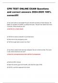CPR TEST ONLINE EXAM Questions  and correct answers 2024-2025 100&percnt;  correct&excl;&excl;&excl;&excl;