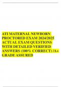 ATI MATERNAL NEWBORN PROCTORED EXAM 2024&sol;2025 ACTUAL EXAM QUESTIONS WITH DETAILED VERIFIED ANSWERS &lpar;100&percnt; CORRECT&rpar; &sol;A&plus; GRADE ASSURED