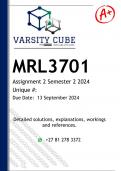 MRL3702 Assignment 2 &lpar;DETAILED ANSWERS&rpar; Semester 2 2024 - DISTINCTION GUARANTEED