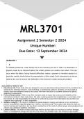 MRL3701 Assignment 2 &lpar;ANSWERS&rpar; Semester 2 2024 - DISTINCTION GUARANTEED