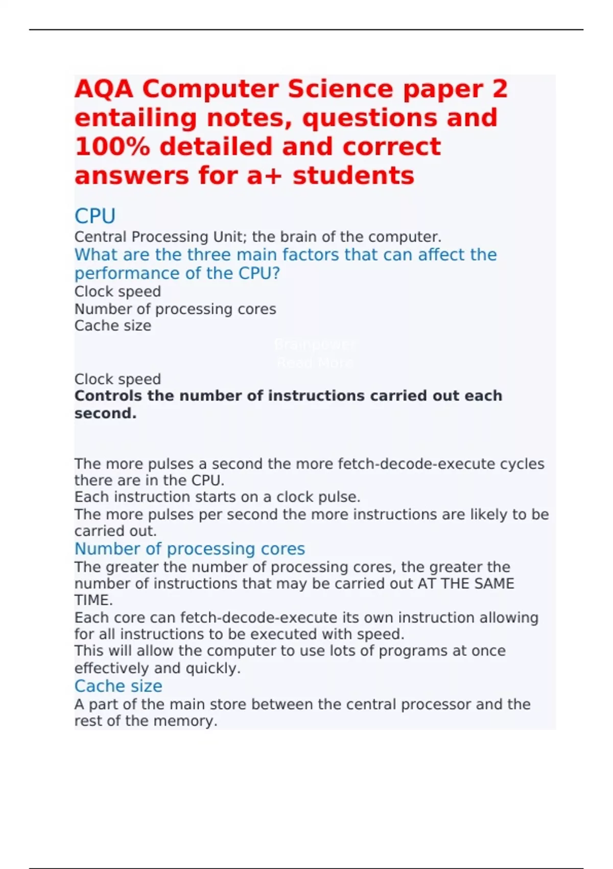 AQA Computer Science Paper 2 Entailing Notes Questions And 100 AQA Computer Science Paper 2 Entailing Notes Questions And 100