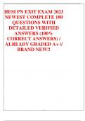 HESI PN EXIT EXAM 2023 NEWEST COMPLETE 180  QUESTIONS WITH  DETAILED VERIFIED  ANSWERS &lpar;100&percnt;  CORRECT ANSWERS&rpar; &sol;  ALREADY GRADED A&plus; &sol;&sol;  BRAND NEW&excl;&excl;