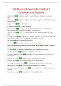 GIA Diamond Essentials Final Exam Questions and Answers