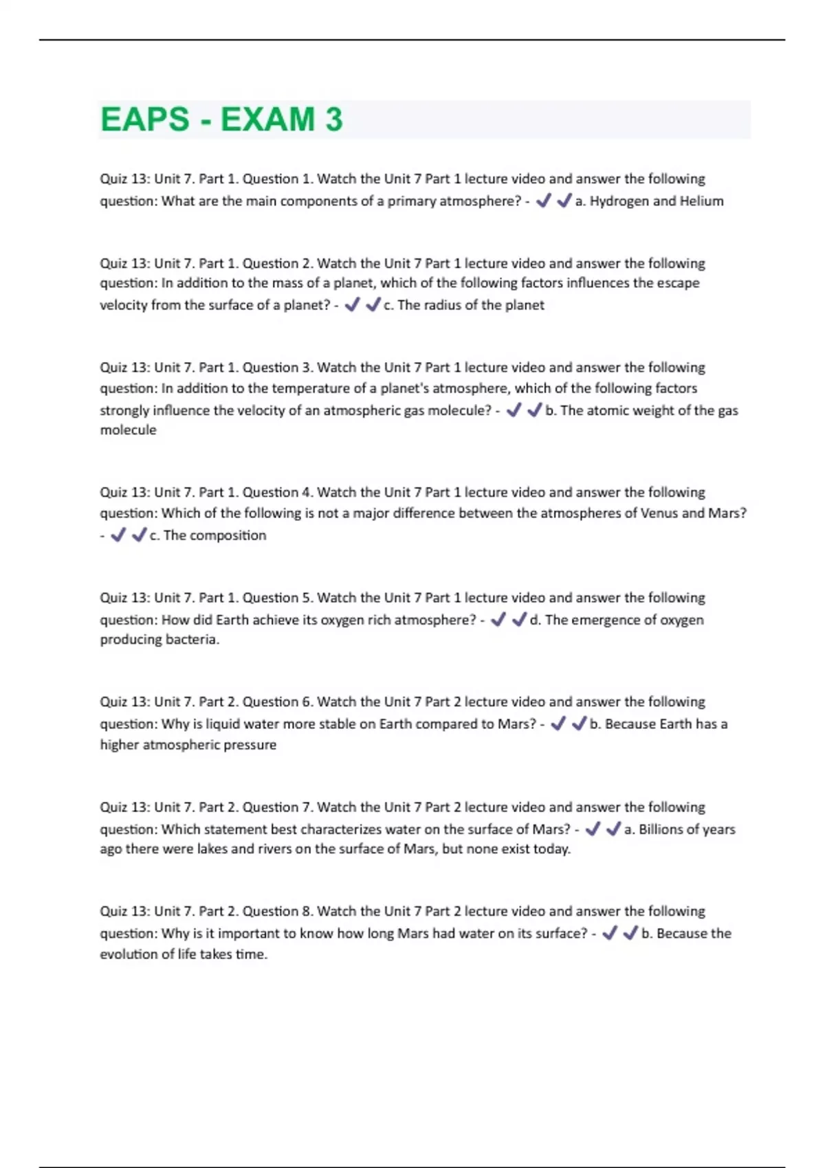 EAPS EXAM 3 QUESTIONS AND ANSWERS RATED 100% CORRECT!! - EAPS - Stuvia US