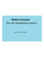 Includes entire formula list from Trigonometry, Geometry, Simple and Compound Interests, GP, AP, Time speed Distance, Algebra, Mensuration and more. Short Compact and Helpful when preparing for Exams. 