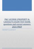 P&C LICENSE &lpar;PROPERTY & CASUALTY&rpar; EXAM TEST BANK &vert;questions and correct answers 2024&vert;PREP