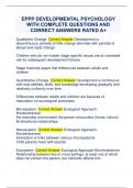 EPPP DEVELOPMENTAL PSYCHOLOGY WITH COMPLETE QUESTIONS AND  CORRECT ANSWERS RATED A&plus;