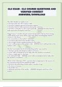 CLC EXAM - CLC COURSE QUESTIONS AND  VERIFIED CORRECT  ANSWERS&sol;DOWNLOAD