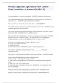 Private Applicator Agricultural Pest Control Exam Questions  & Answers&lpar;Graded A&rpar;
