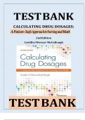 Test Bank for Calculating Drug Dosages&colon; A Patient-Safe Approach To Nursing And Math 2nd Edition By Sandra Luz Martinez De Castillo And Maryanne Werner-Mccullough ISBN 9780803624962 Chapter 1-22 &vert; Complete Guide A&plus;