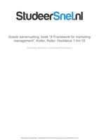 Samenvatting Marketing Kotler & Keller Hoofdstuk 1-18
