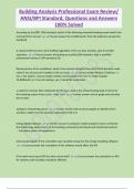Building Analysis Professional Exam Review&sol;  ANSI&sol;BPI Standard&semi; Questions and Answers  100&percnt; Solved 
