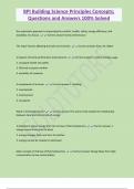 BPI Building Science Principles Concepts&semi;  Questions and Answers 100&percnt; Solved 