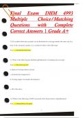 Final Exam DHM 4993  Multiple Choice&sol;Matching Questions with Complete  Correct Answers &vert; Grade A&plus;