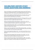 OCS MILITARY HISTORY EXAM 2024 QUESTIONS AND ANSWERS